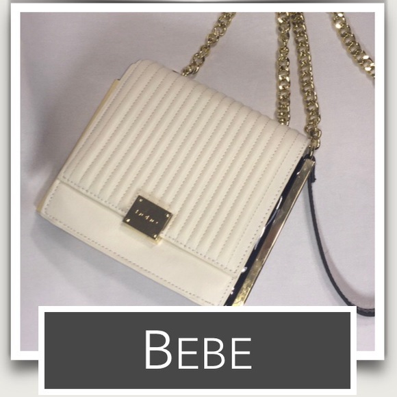 bebe Handbags - bebe White & Black Crossbody with Quilted Lines
